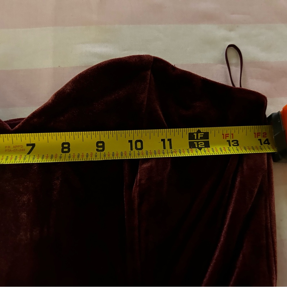 Wine Red Velvet Jumpsuit Strapless Wide Leg Formal Holiday Cocktail Outfit - Picture 11 of 11